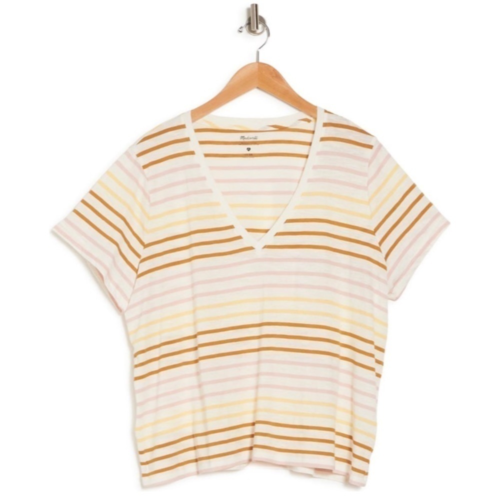 NWOT MADEWELL Whisper Stripe V-Neck T-Shirt